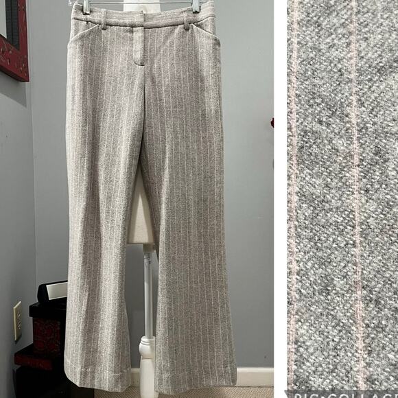 NEW Body By Victoria Wool Pinstripe Career Wide Leg Trousers Gray Pink … NWOT - Picture 1 of 16